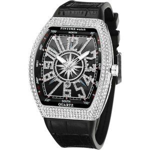 Men Women Silver Black Hip Hop Fashion Stainless Steel Quartz Analog Wat…